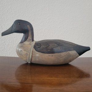 Vintage hand carved painted wooden duck decoration